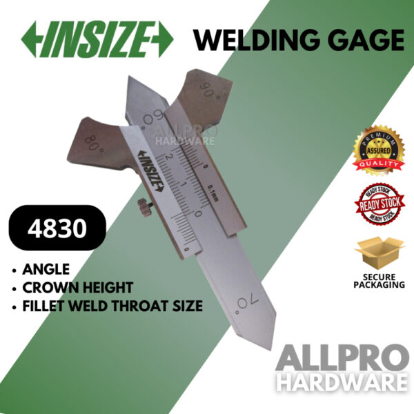 INSIZE Welding Gage 4830 Measure Angle / Crown Height / Fillet Weld Throat Size