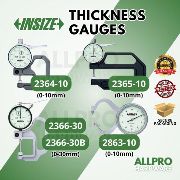 INSIZE 2364 / 2365 / 2366 / 2863 Thickness Gauge / Gage