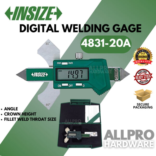 INSIZE Digital Welding Gage 4831-20A (0-20mm/0-0.8') Measure Angle / Crown height / Fillet Weld Throat Size