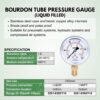 INSIZE Liquid Filled Bourdon Tube Pressure Gauge 5201-63B2Y10 5201-63N2Y10 (Range: 0-10 bar/0-150 psi) - Image 2